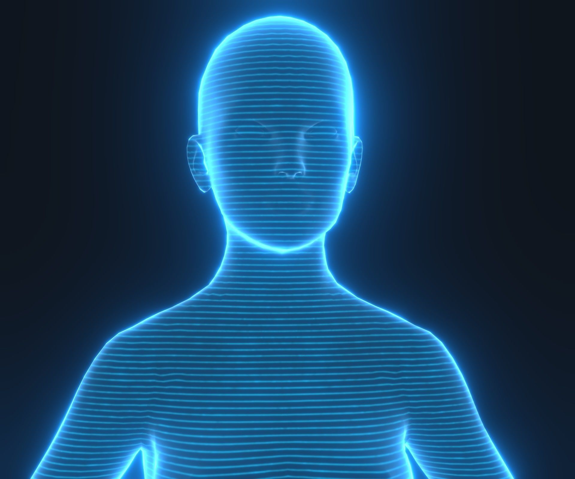 Human Hologram Female 3D Model Low-poly 3D model_4