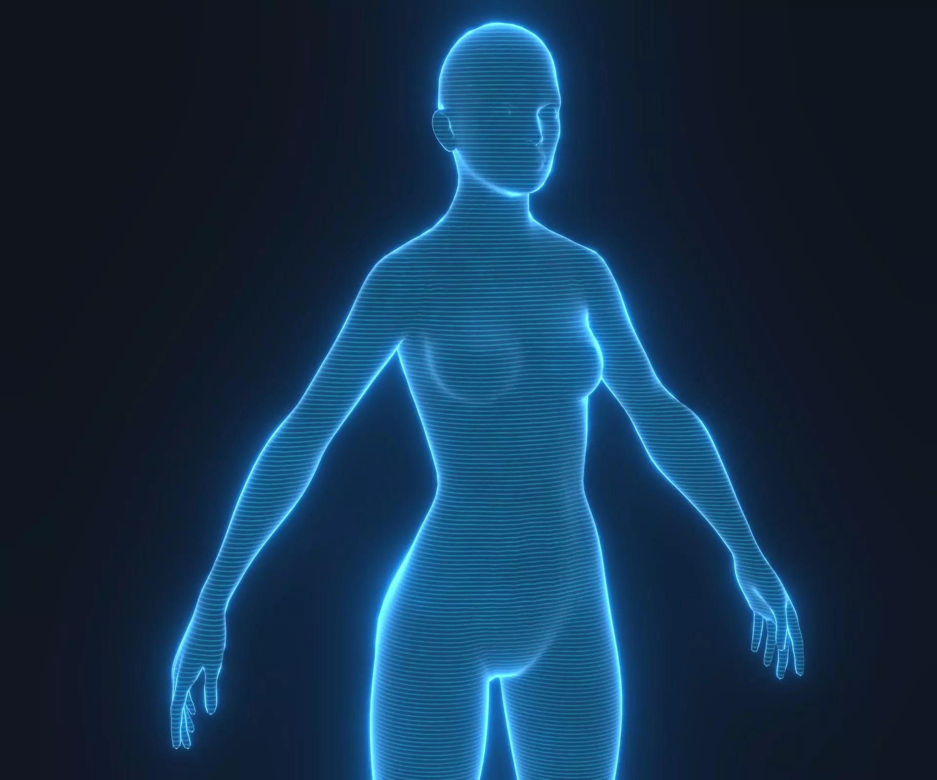 Human Hologram Female 3D Model Low-poly 3D model_0