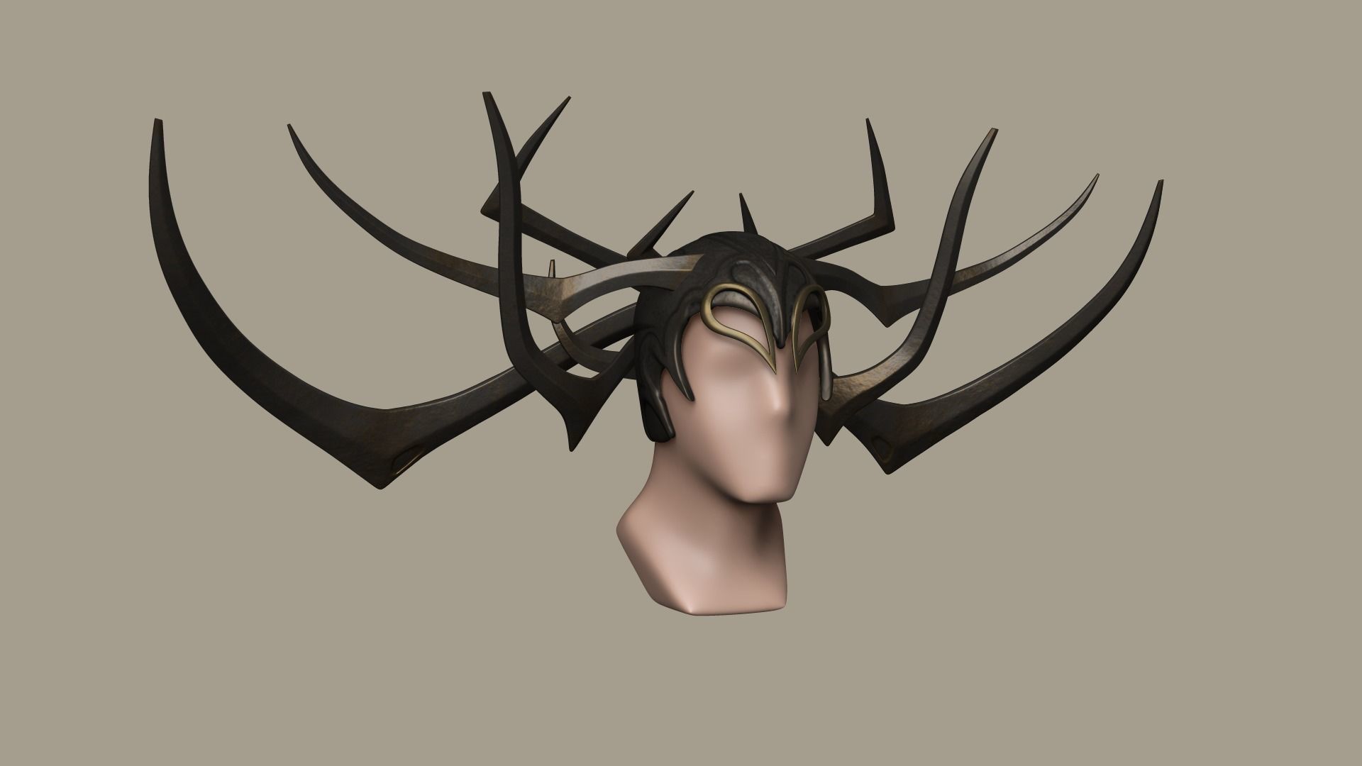 Hela Helmet - Character Design - Marvel Thor Ragnarok Low-poly 3D model_1