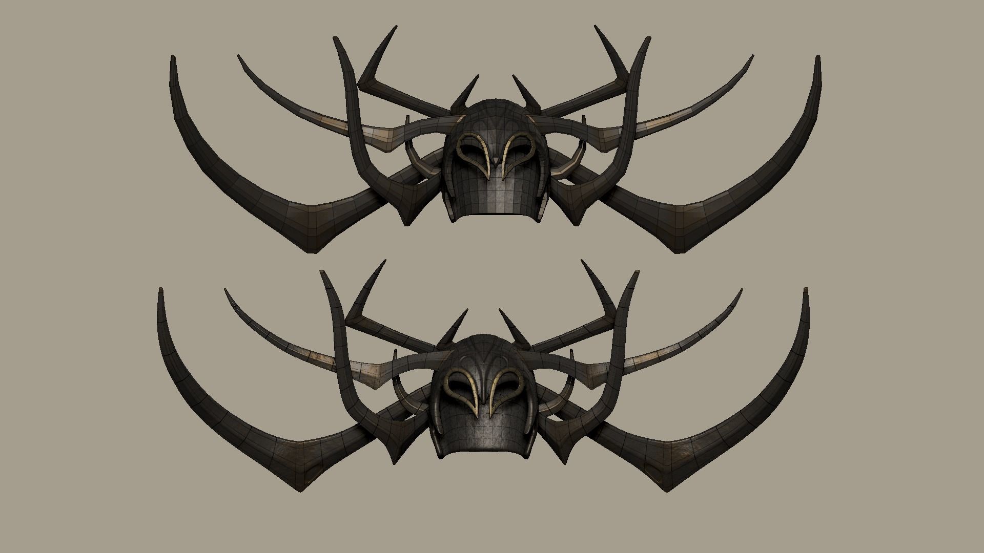 Hela Helmet - Character Design - Marvel Thor Ragnarok Low-poly 3D model_14