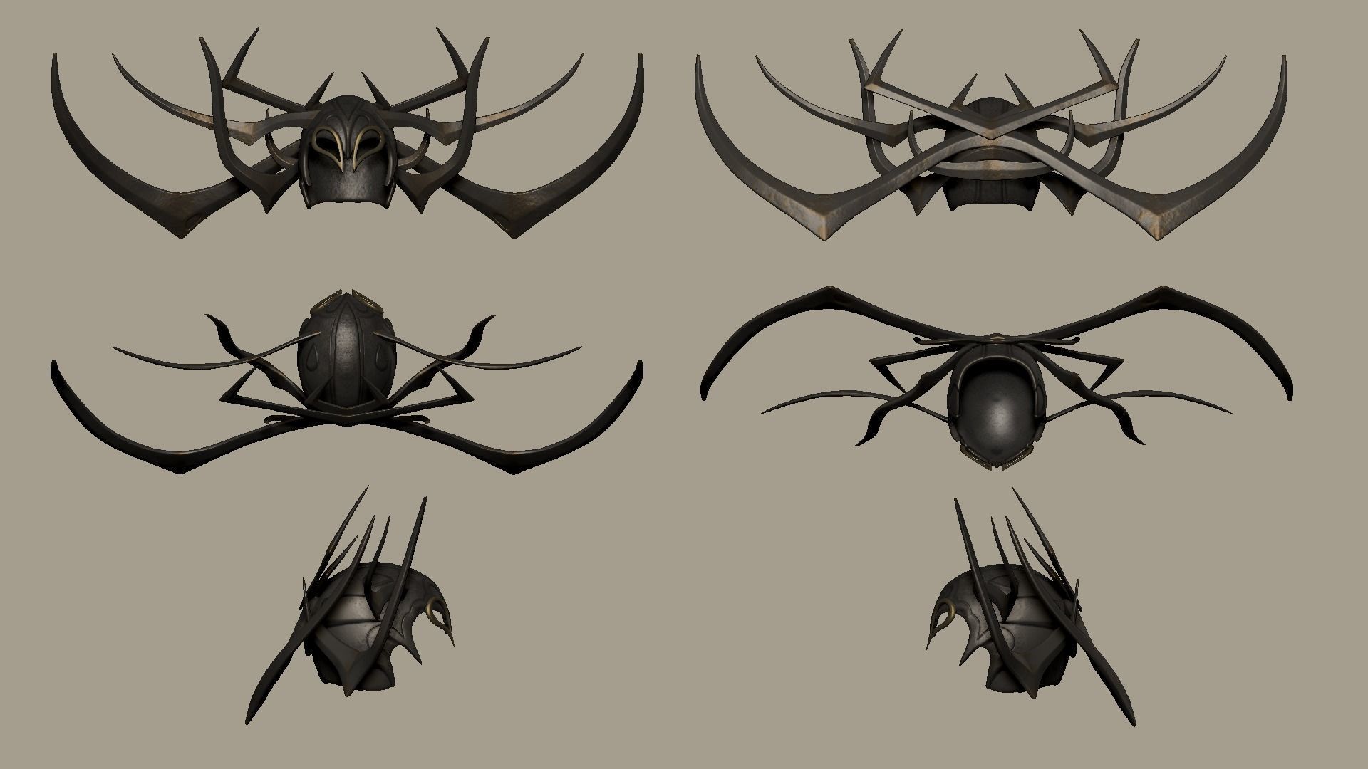 Hela Helmet - Character Design - Marvel Thor Ragnarok Low-poly 3D model_11