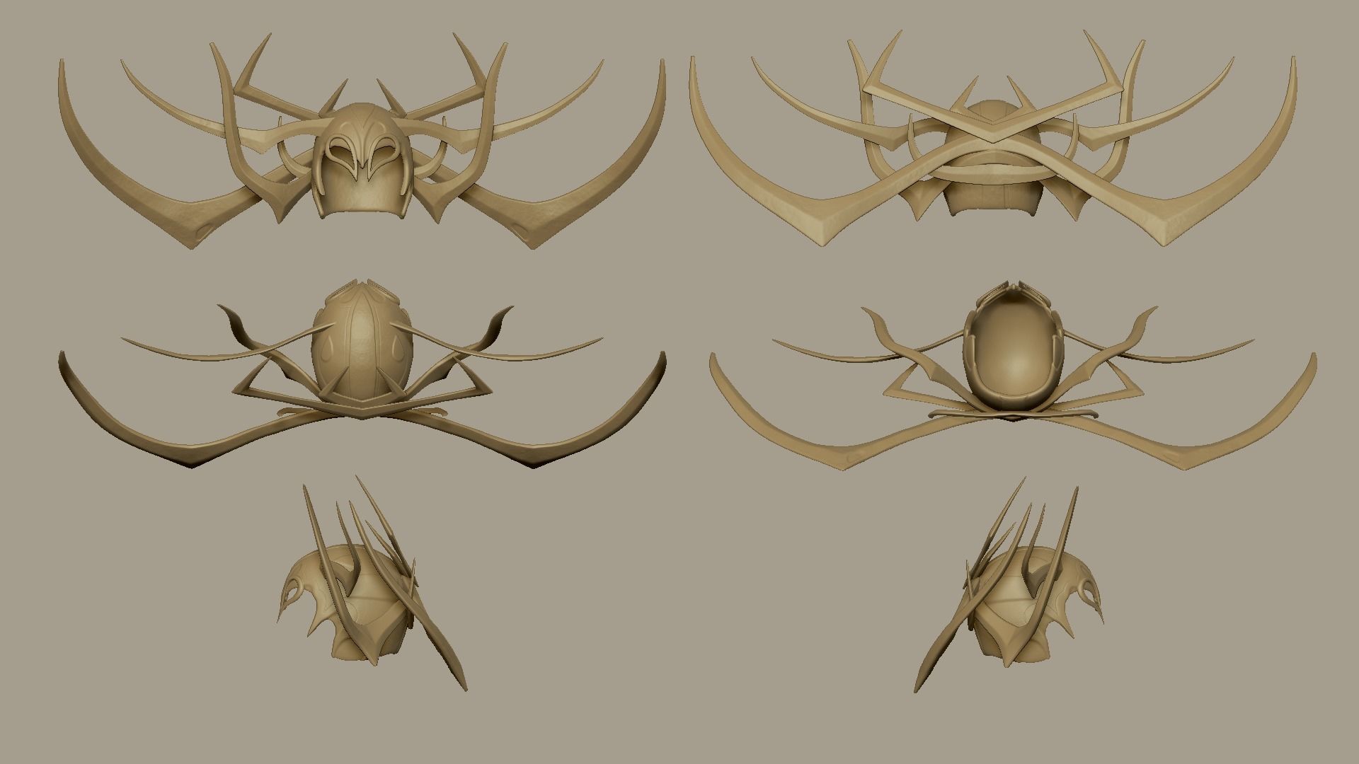 Hela Helmet - Character Design - Marvel Thor Ragnarok Low-poly 3D model_12