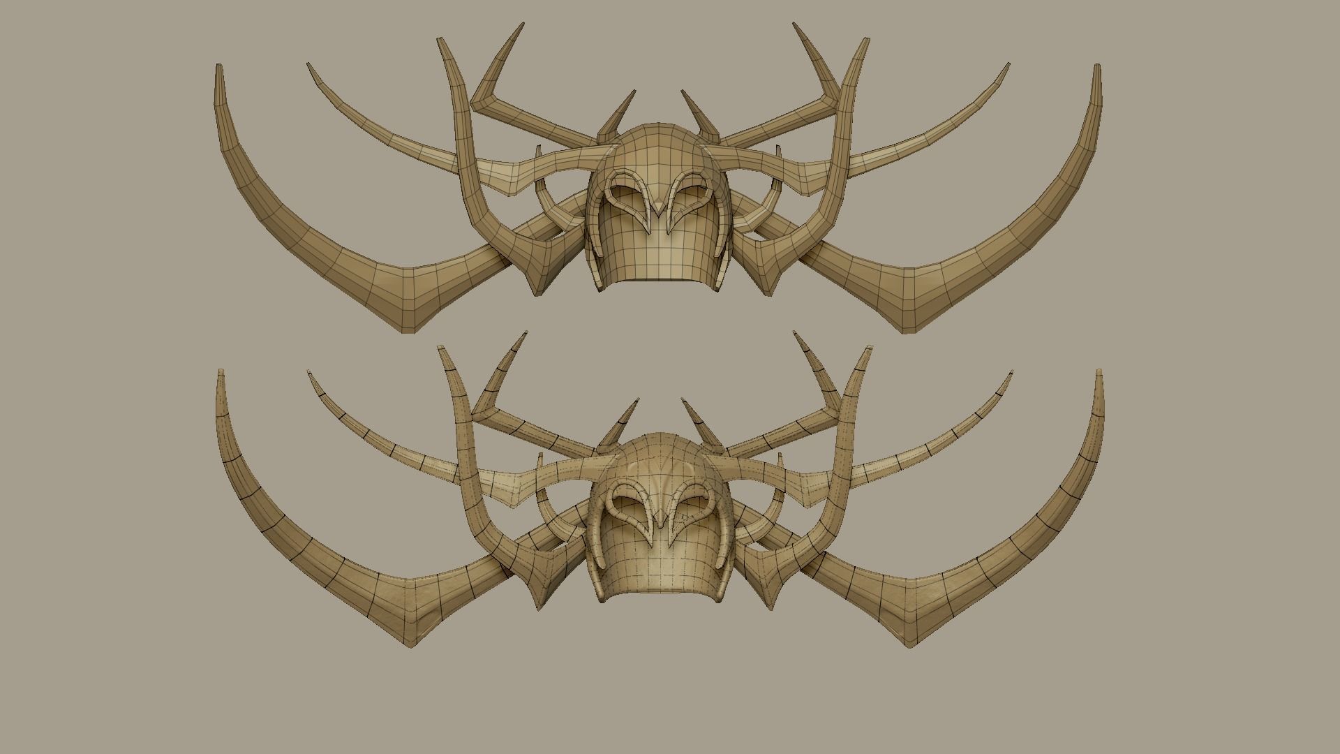 Hela Helmet - Character Design - Marvel Thor Ragnarok Low-poly 3D model_13