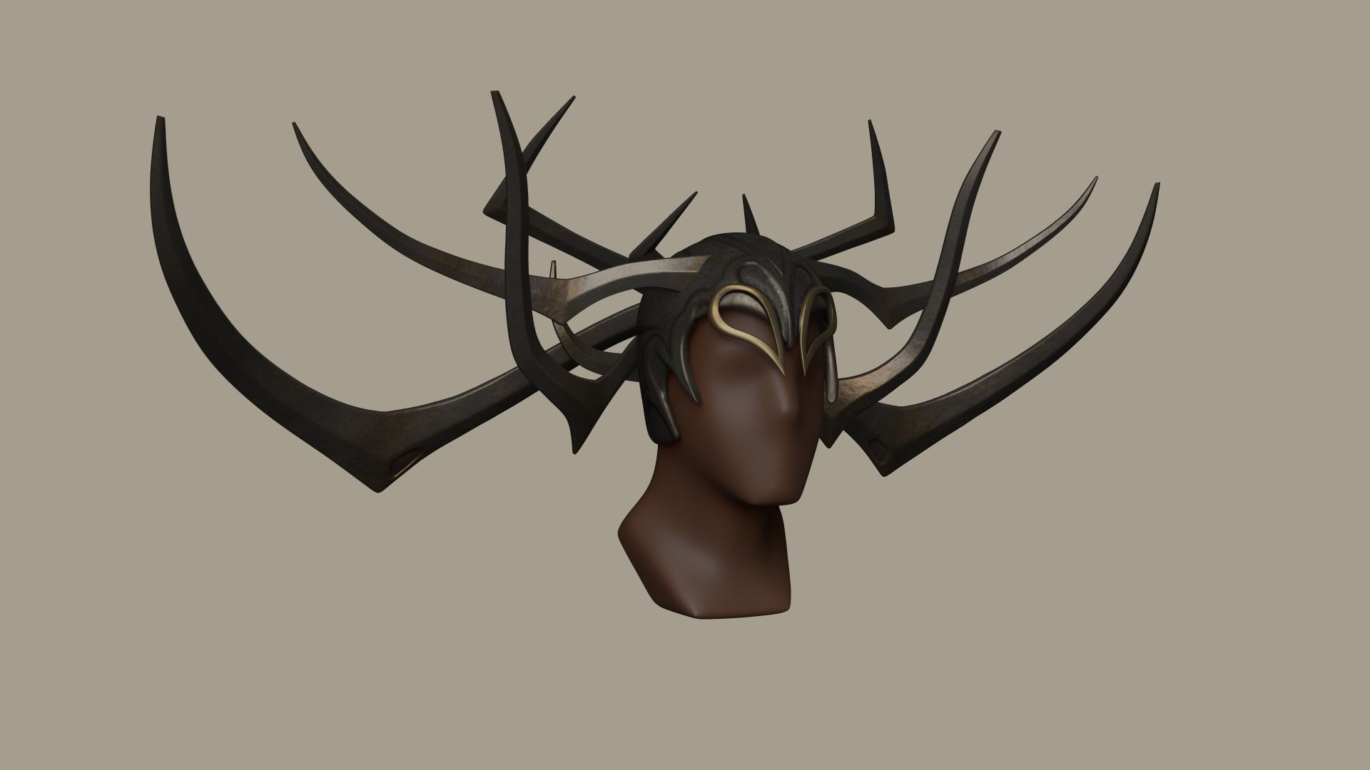Hela Helmet - Character Design - Marvel Thor Ragnarok Low-poly 3D model_10