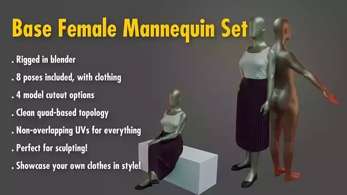 BlenderRig Female Mannequin Set for Sculpting