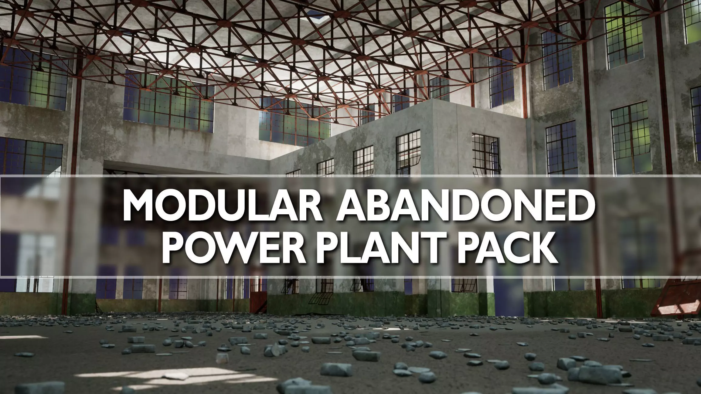 Modular Old Power Plant - 65 Modular Assets Pack Low-poly 3D model_0