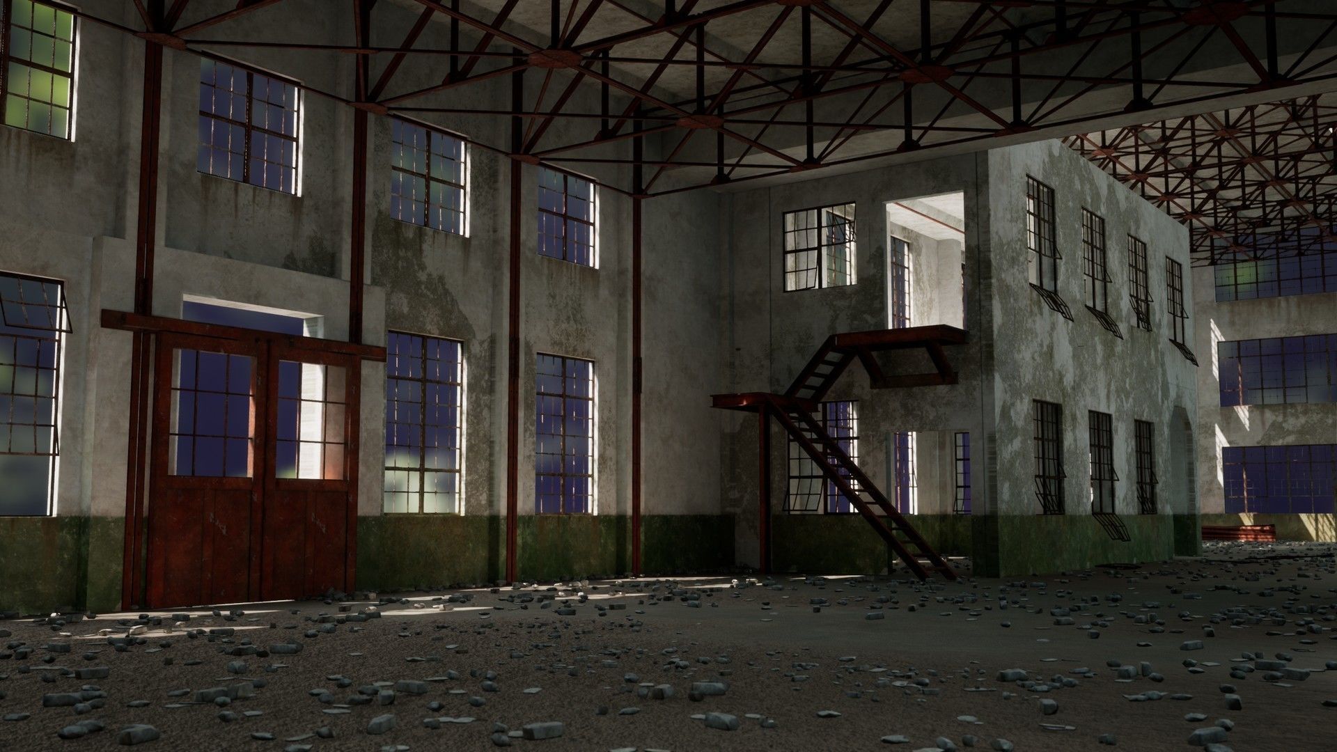 Modular Old Power Plant - 65 Modular Assets Pack Low-poly 3D model_5