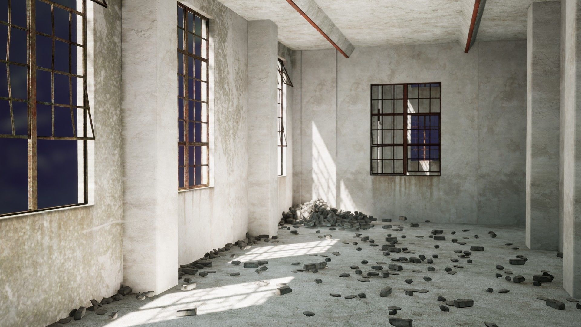 Modular Old Power Plant - 65 Modular Assets Pack Low-poly 3D model_3