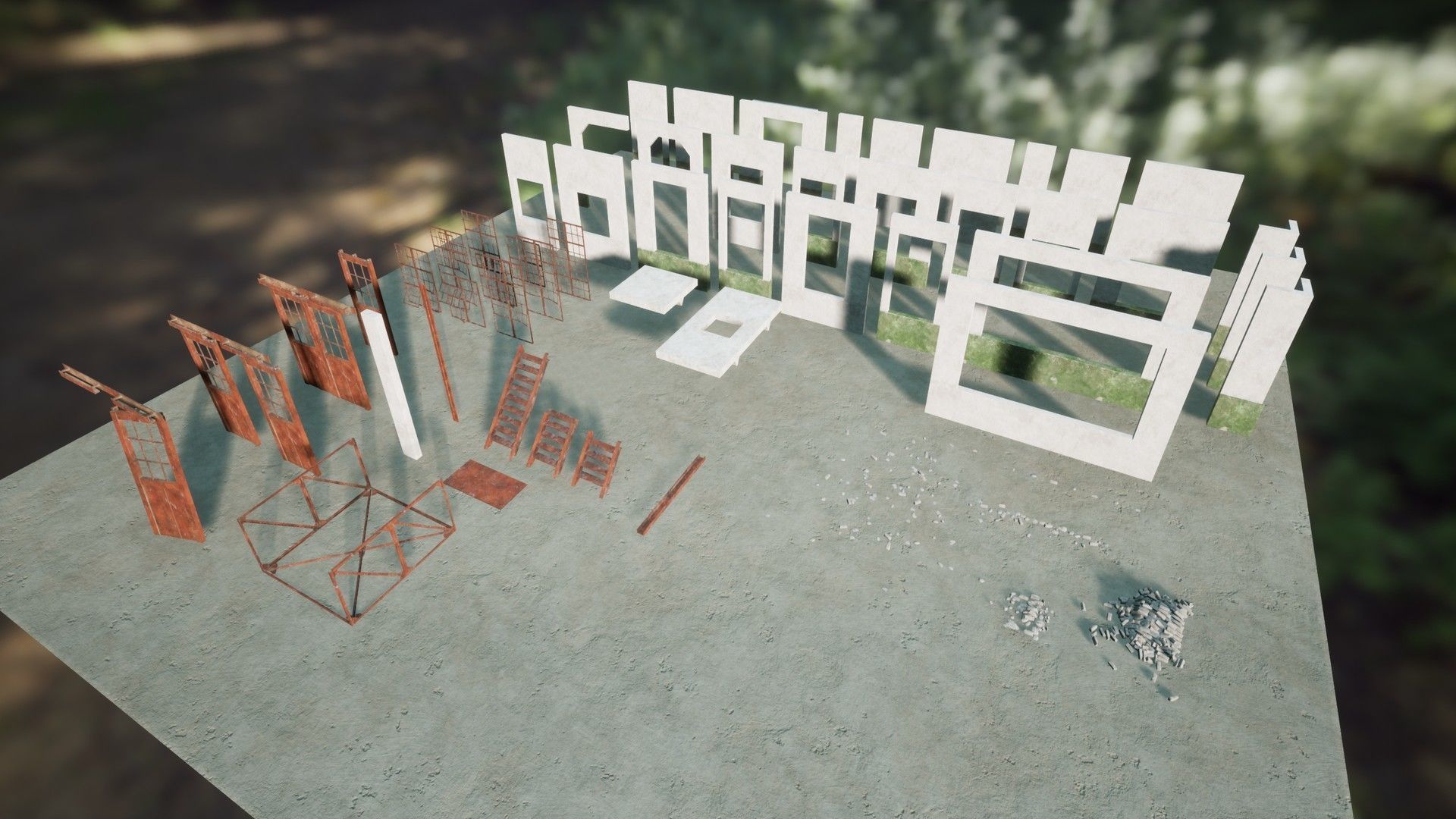 Modular Old Power Plant - 65 Modular Assets Pack Low-poly 3D model_12