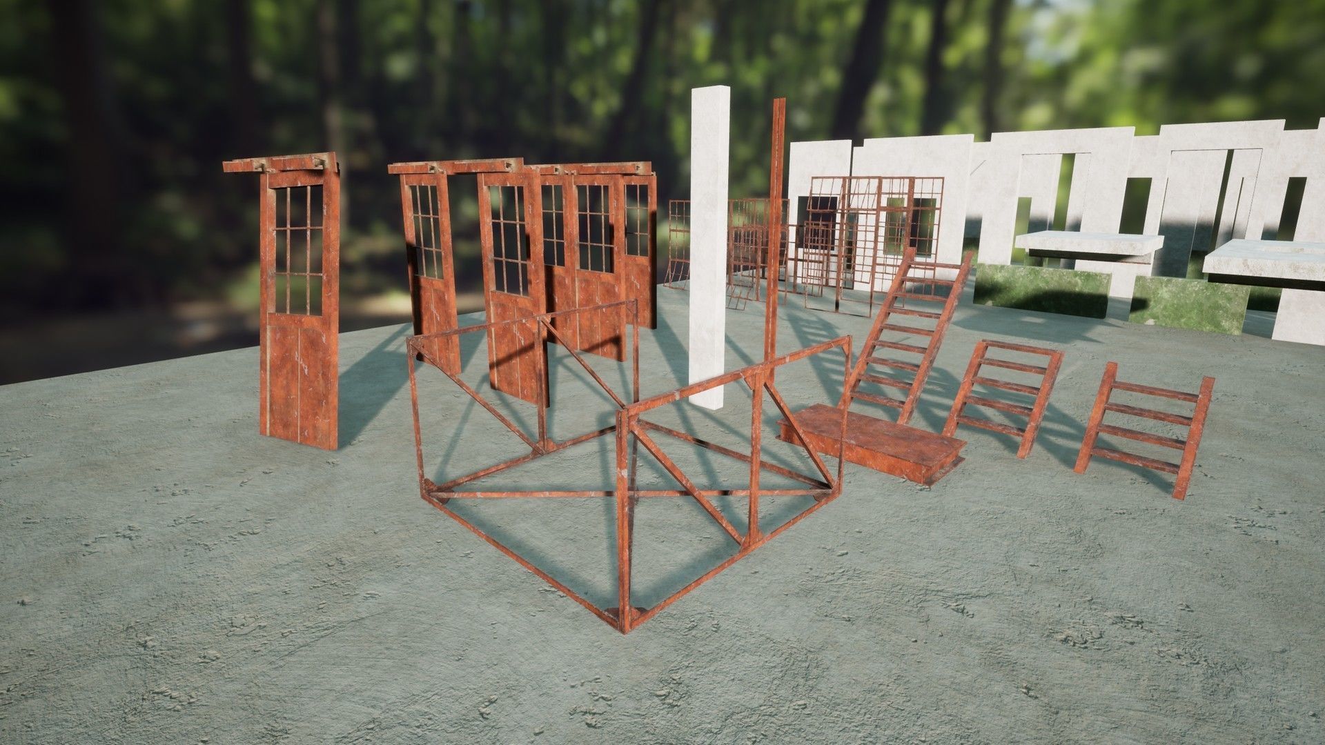 Modular Old Power Plant - 65 Modular Assets Pack Low-poly 3D model_14