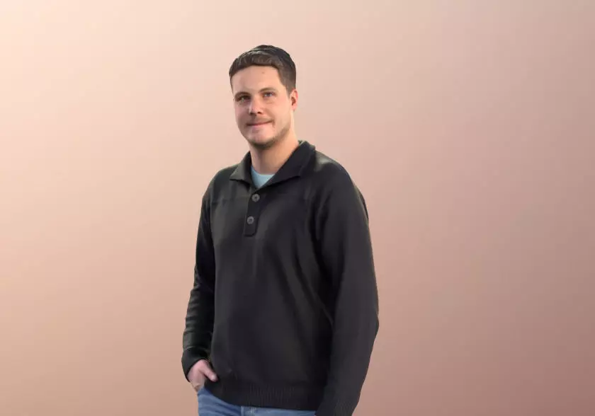 Liam 11100 - Casually Standing Young Man Hand in Pocket 3D model_0