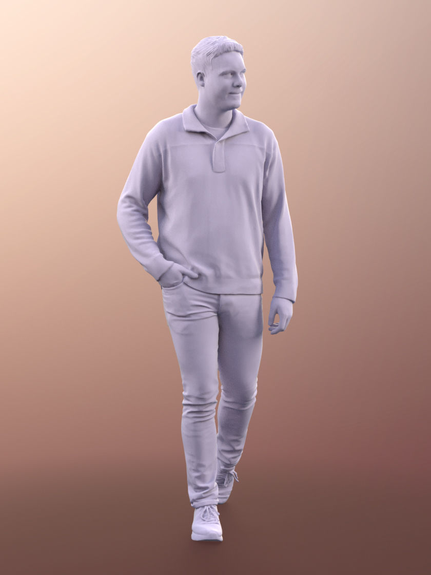 Liam 11100 - Casually Standing Young Man Hand in Pocket 3D model_5