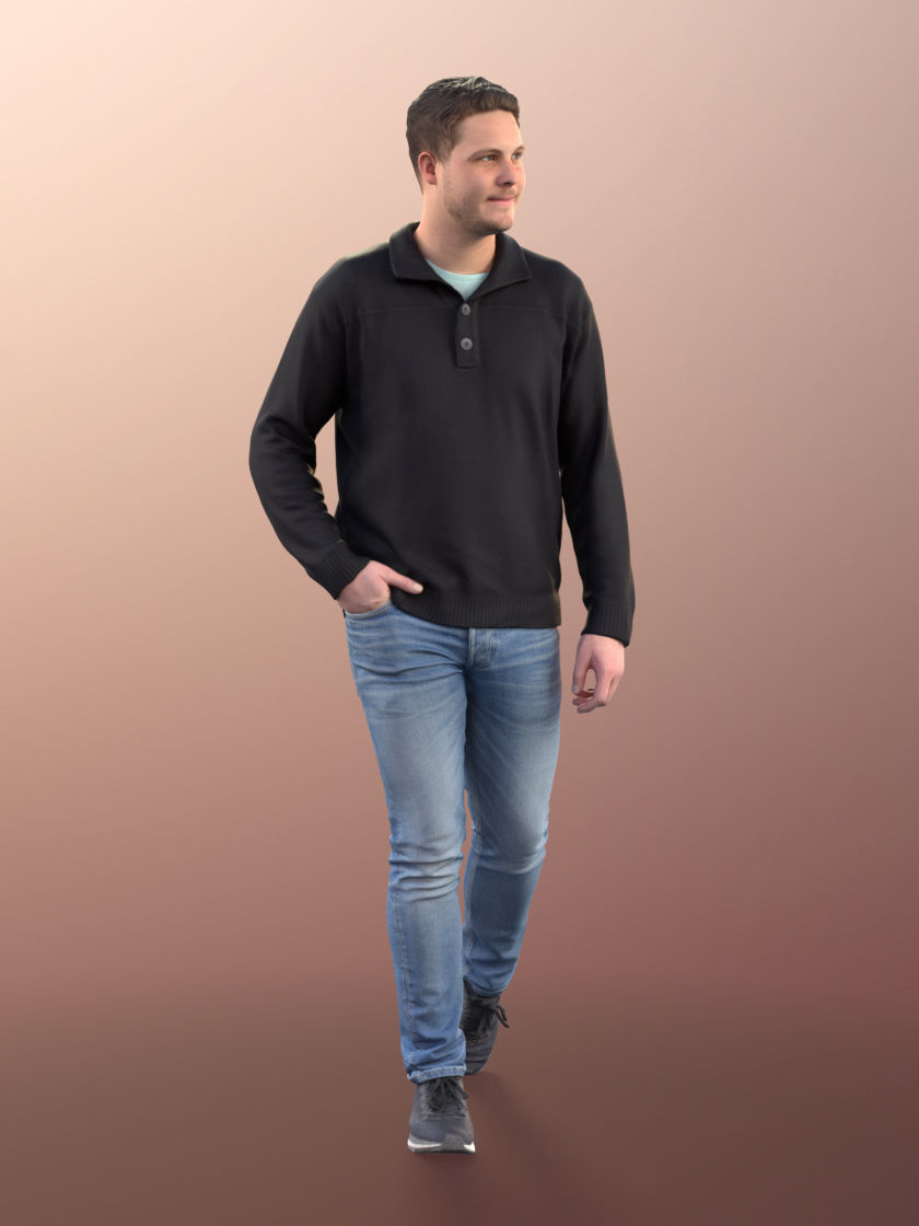 Liam 11100 - Casually Standing Young Man Hand in Pocket 3D model_4