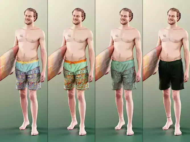 Milo 11233 - 4 Texturevariations - surfer beach boy man maui  3D model