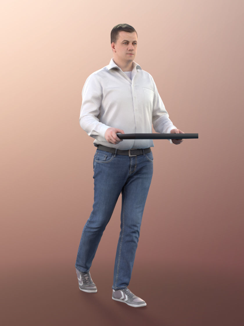 Fabian 11303 - Man walking with tray buffet cantina restaurant 3D model_2