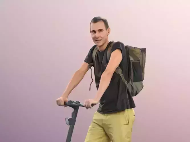Stephen 11310 - Casual Man Shorts Backpack On Scooter 3D model