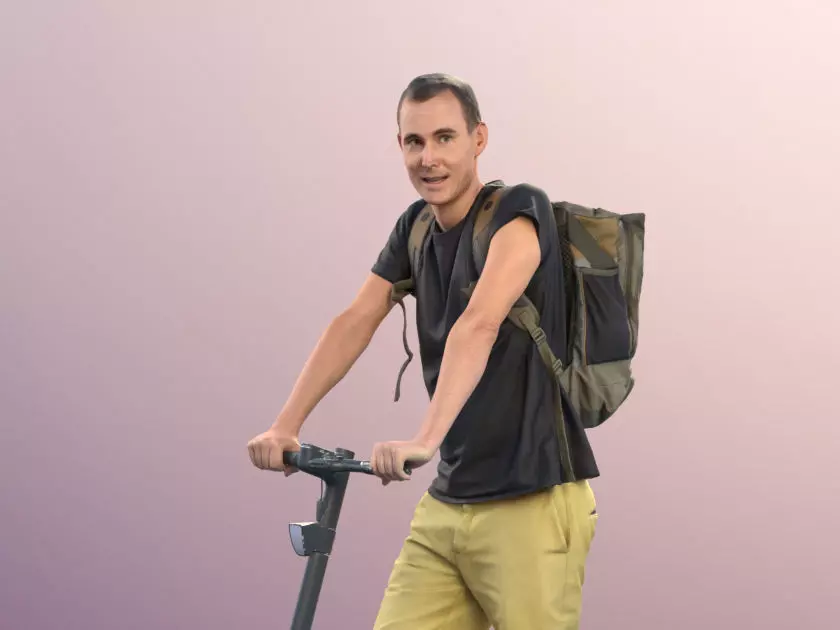 Stephen 11310 - Casual Man Shorts Backpack On Scooter 3D model_0