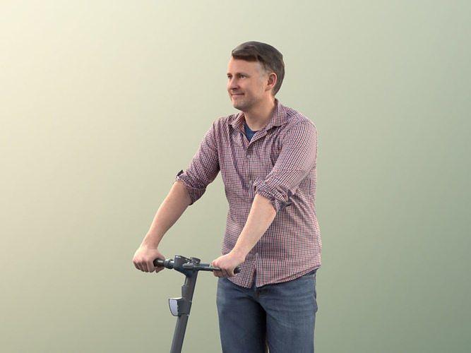 David 11311 - Man Riding Scooter With Casual Clothing  3D model