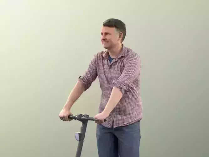 David 11311 - Man Riding Scooter With Casual Clothing  3D model