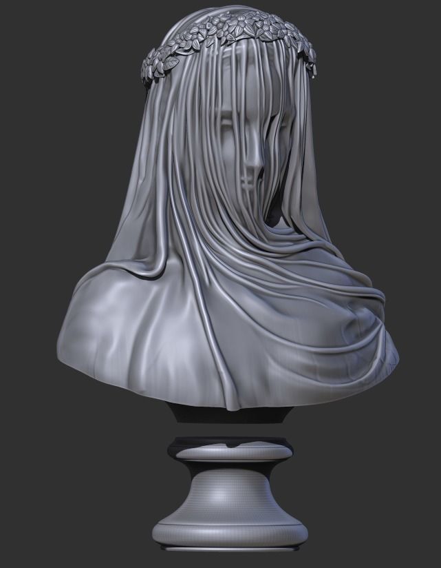 Classical Statue Bust - The Veiled Vestal Virgin 3D print model_7