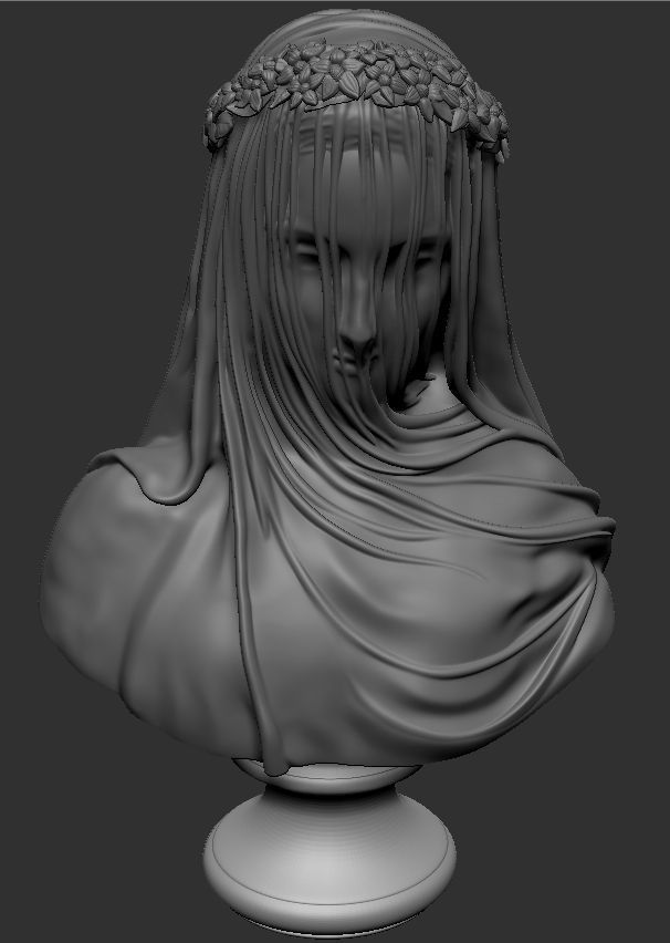 Classical Statue Bust - The Veiled Vestal Virgin 3D print model_4