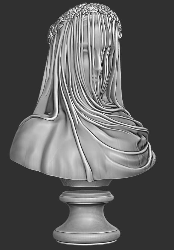 Classical Statue Bust - The Veiled Vestal Virgin 3D print model_11