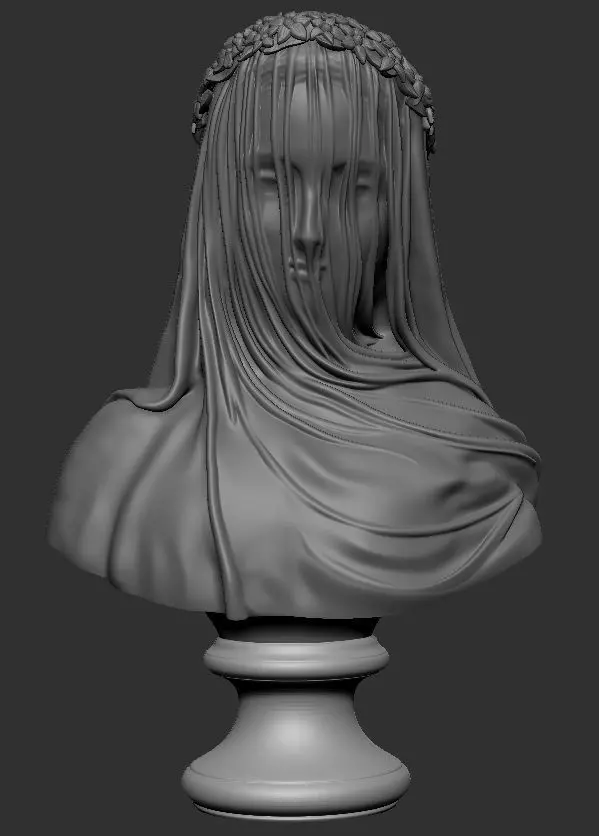 Classical Statue Bust - The Veiled Vestal Virgin 3D print model_0