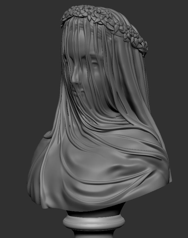 Classical Statue Bust - The Veiled Vestal Virgin 3D print model_6