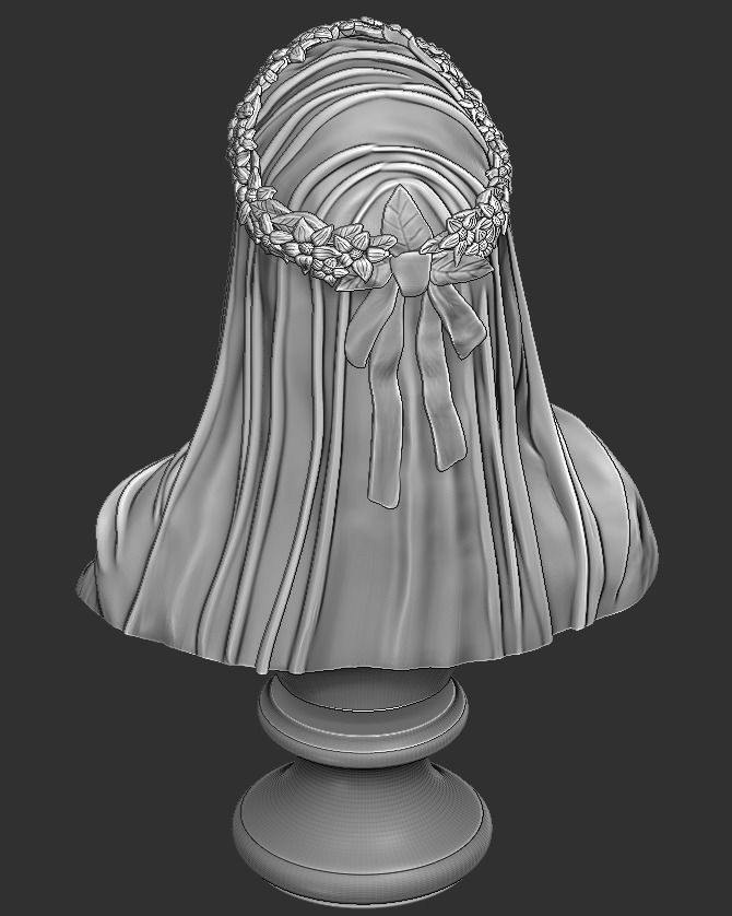 Classical Statue Bust - The Veiled Vestal Virgin 3D print model_13