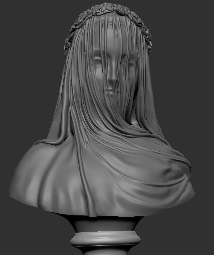 Classical Statue Bust - The Veiled Vestal Virgin 3D print model_5
