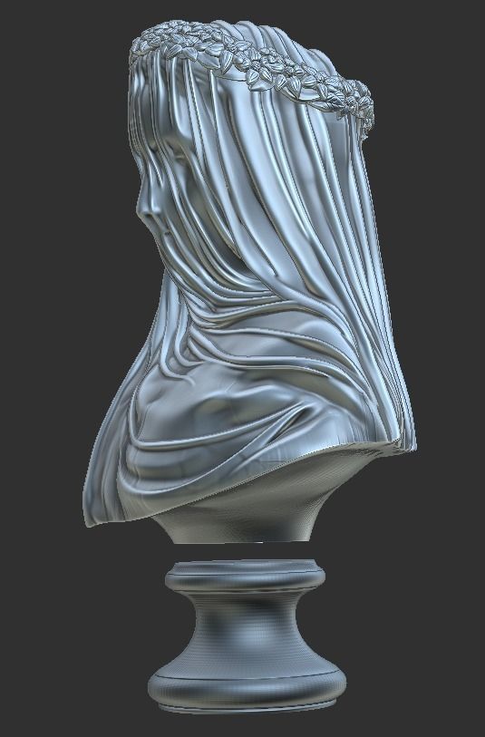 Classical Statue Bust - The Veiled Vestal Virgin 3D print model_10