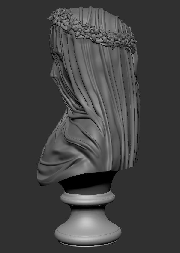 Classical Statue Bust - The Veiled Vestal Virgin 3D print model_3
