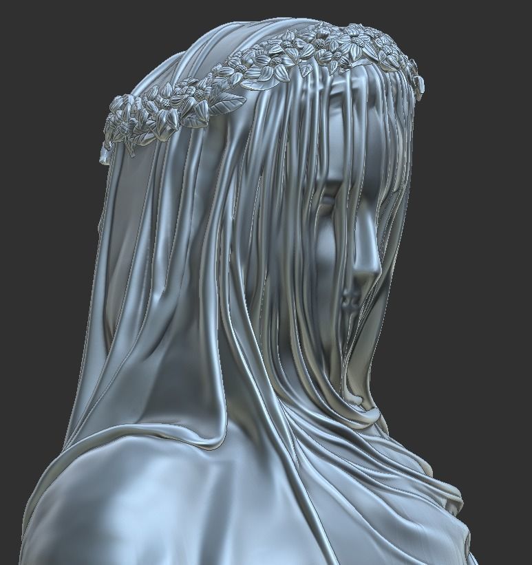 Classical Statue Bust - The Veiled Vestal Virgin 3D print model_9