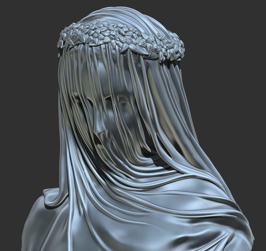 Classical Statue Bust - The Veiled Vestal Virgin 3D print model_8