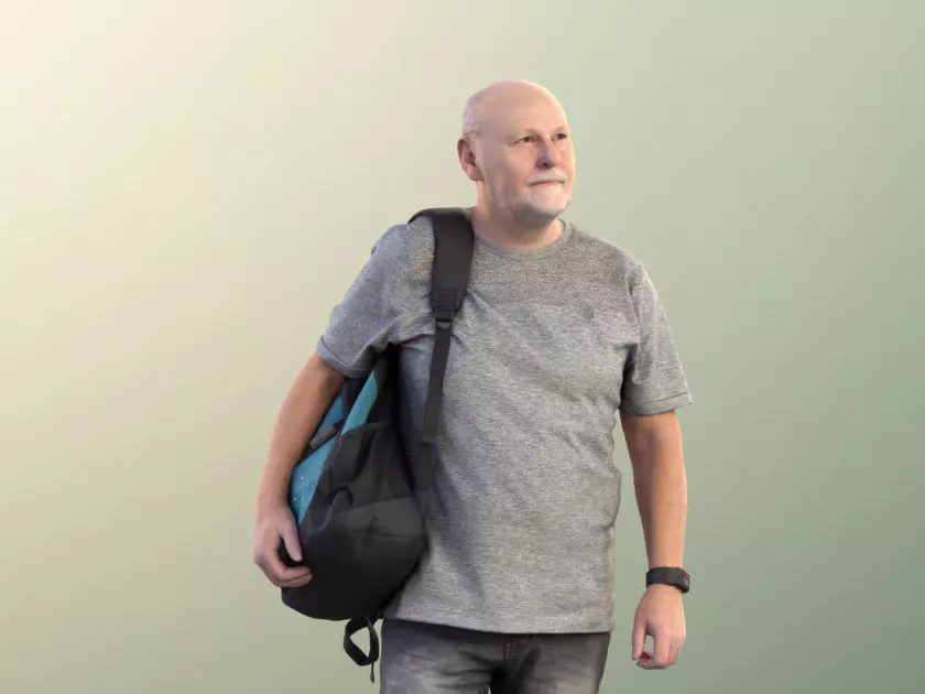 Phil 11325 - Old Man bald and beard casual bag beach 3D model