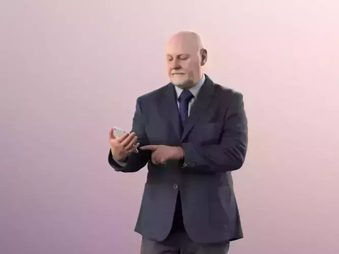 Phil 11326 - Old businessman standing explaining bald beard