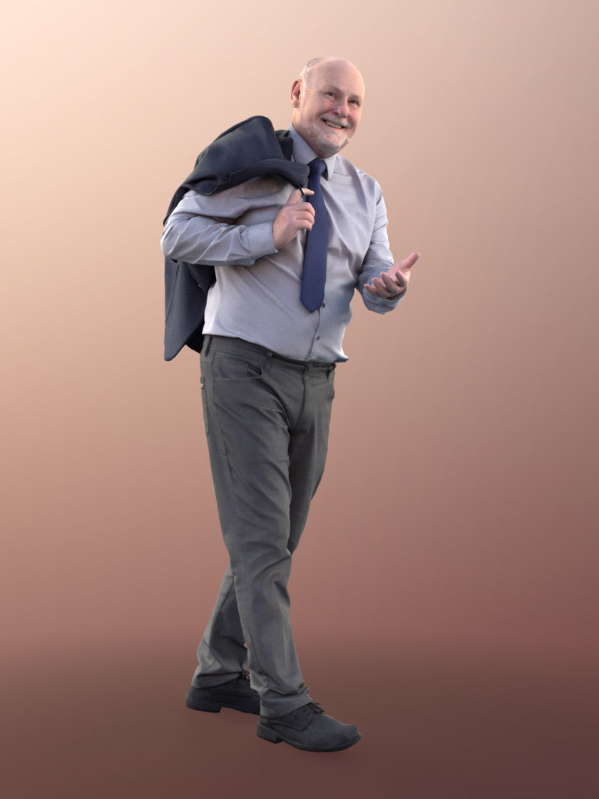 Phil 11328 - Old businessman standing jacket over shoulder 3D model_2