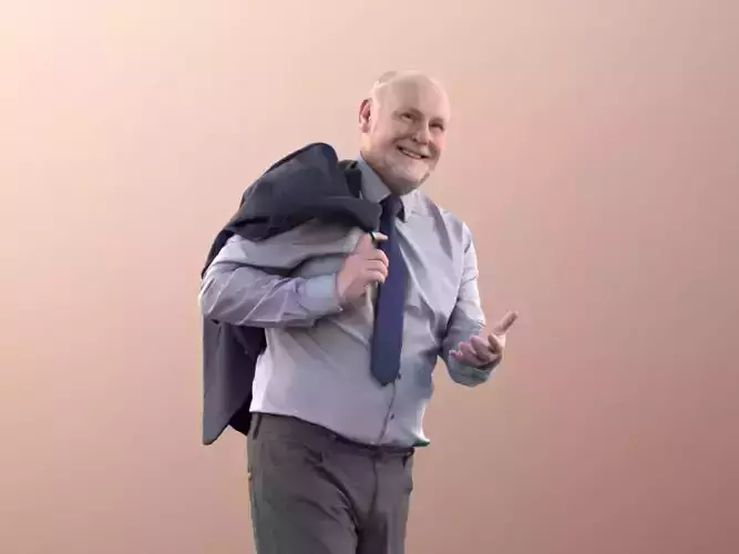 Phil 11328 - Old businessman standing jacket over shoulder 