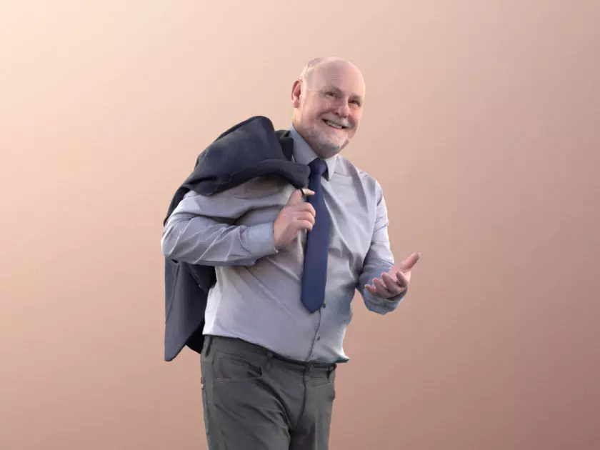 Phil 11328 - Old businessman standing jacket over shoulder 3D model_0