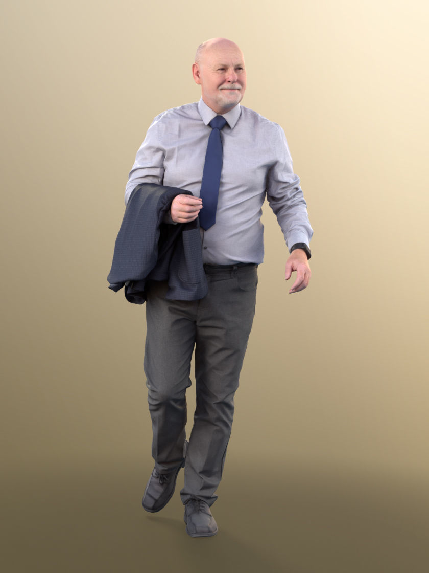 Phil 11329 - Old Businessman standing bald beard jacket Low-poly 3D model_2