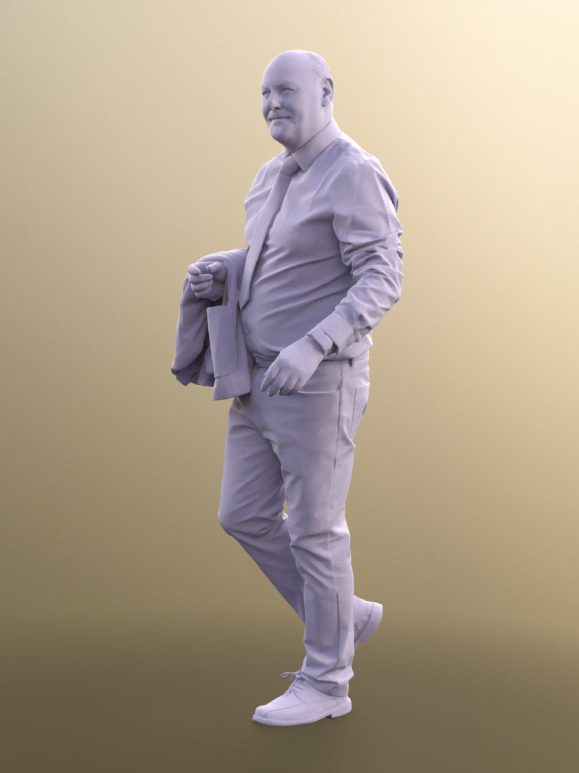 Phil 11329 - Old Businessman standing bald beard jacket Low-poly 3D model_5