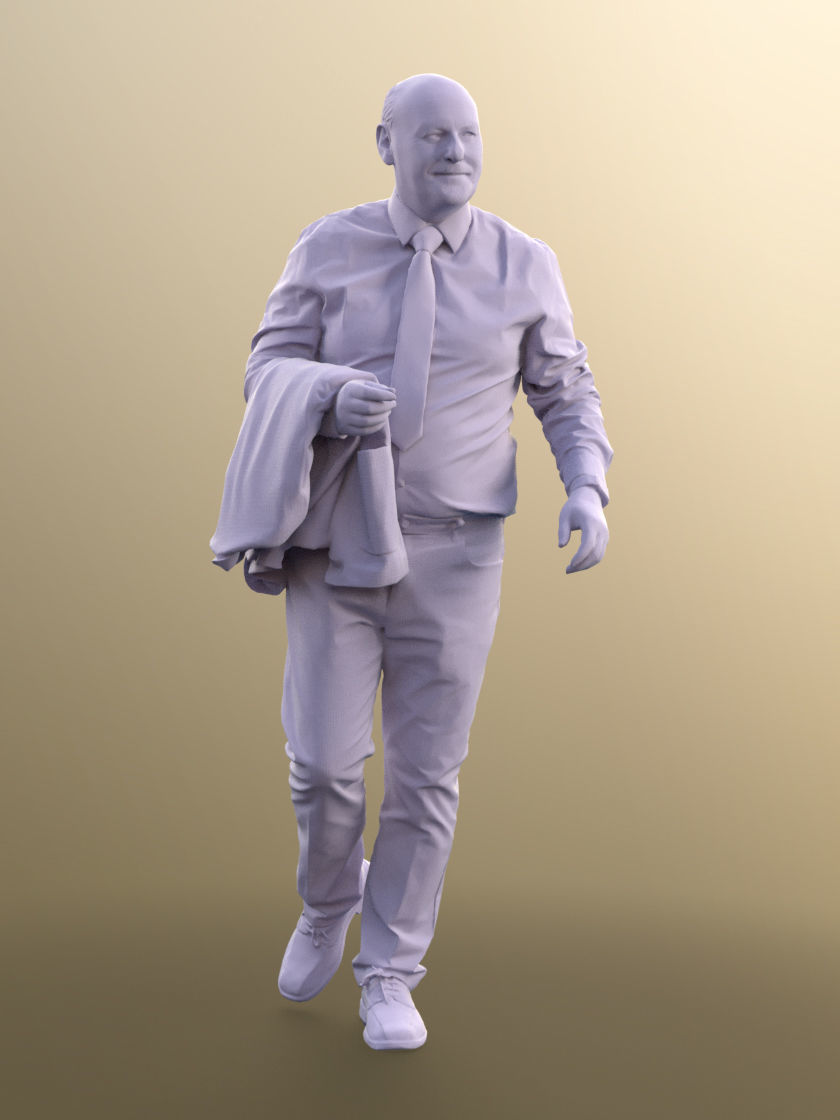 Phil 11329 - Old Businessman standing bald beard jacket Low-poly 3D model_4