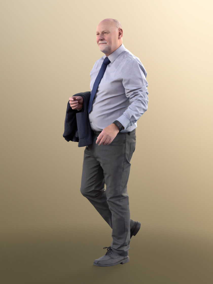 Phil 11329 - Old Businessman standing bald beard jacket Low-poly 3D model_3