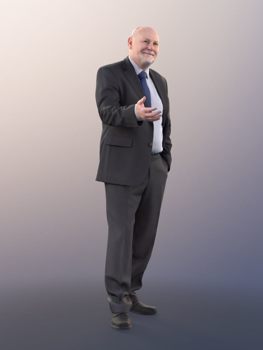 Phil 11333 - Old businessman standing explaining hand in pocket 3D model_3