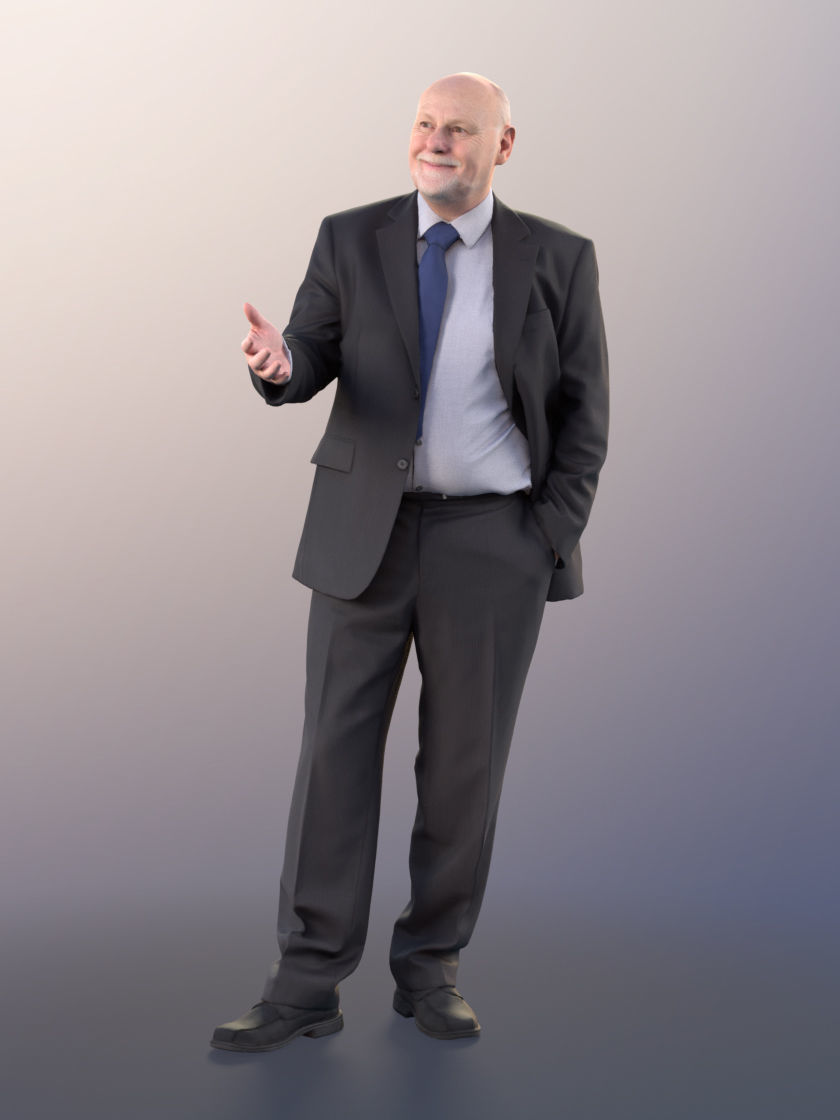 Phil 11333 - Old businessman standing explaining hand in pocket 3D model_2