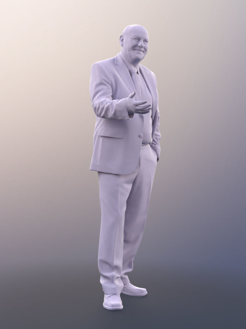 Phil 11333 - Old businessman standing explaining hand in pocket 3D model_5