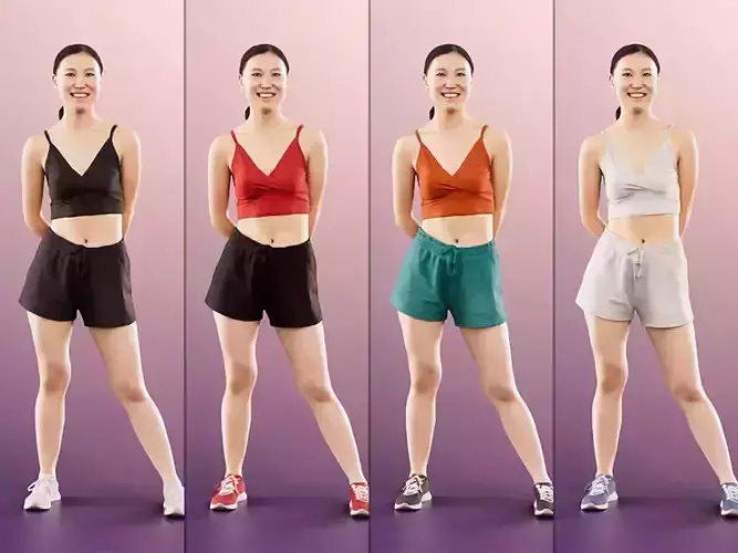 Anita 11361 - 4 Texturevariations - Sporty Asian Woman  3D model