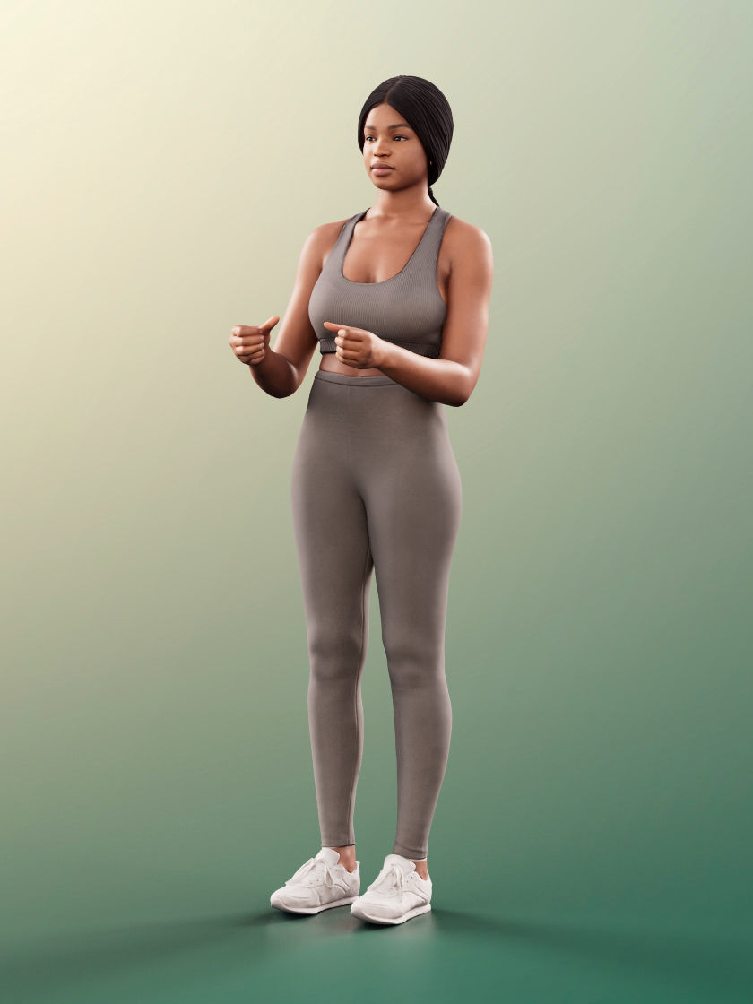 Micaela 11406 - 4 Texturevariations - Black Woman Sporty Outfit 3D model_5