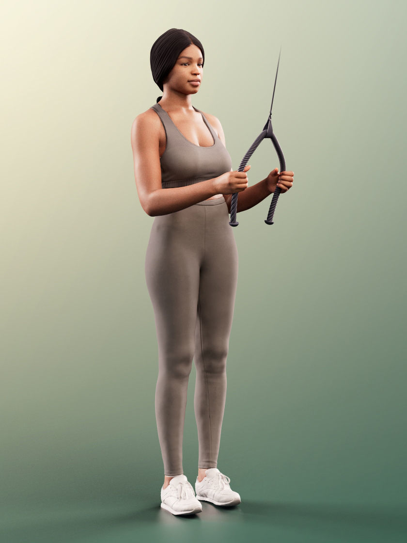 Micaela 11406 - 4 Texturevariations - Black Woman Sporty Outfit 3D model_6