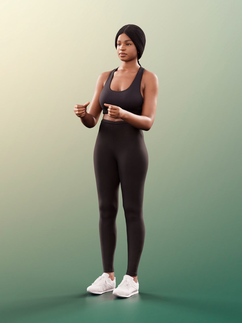 Micaela 11406 - 4 Texturevariations - Black Woman Sporty Outfit 3D model_3
